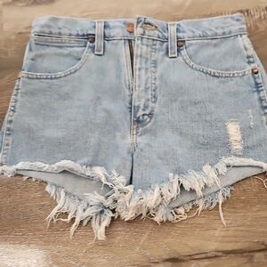 Wrangler Light Blue Frayed Jean Shorts